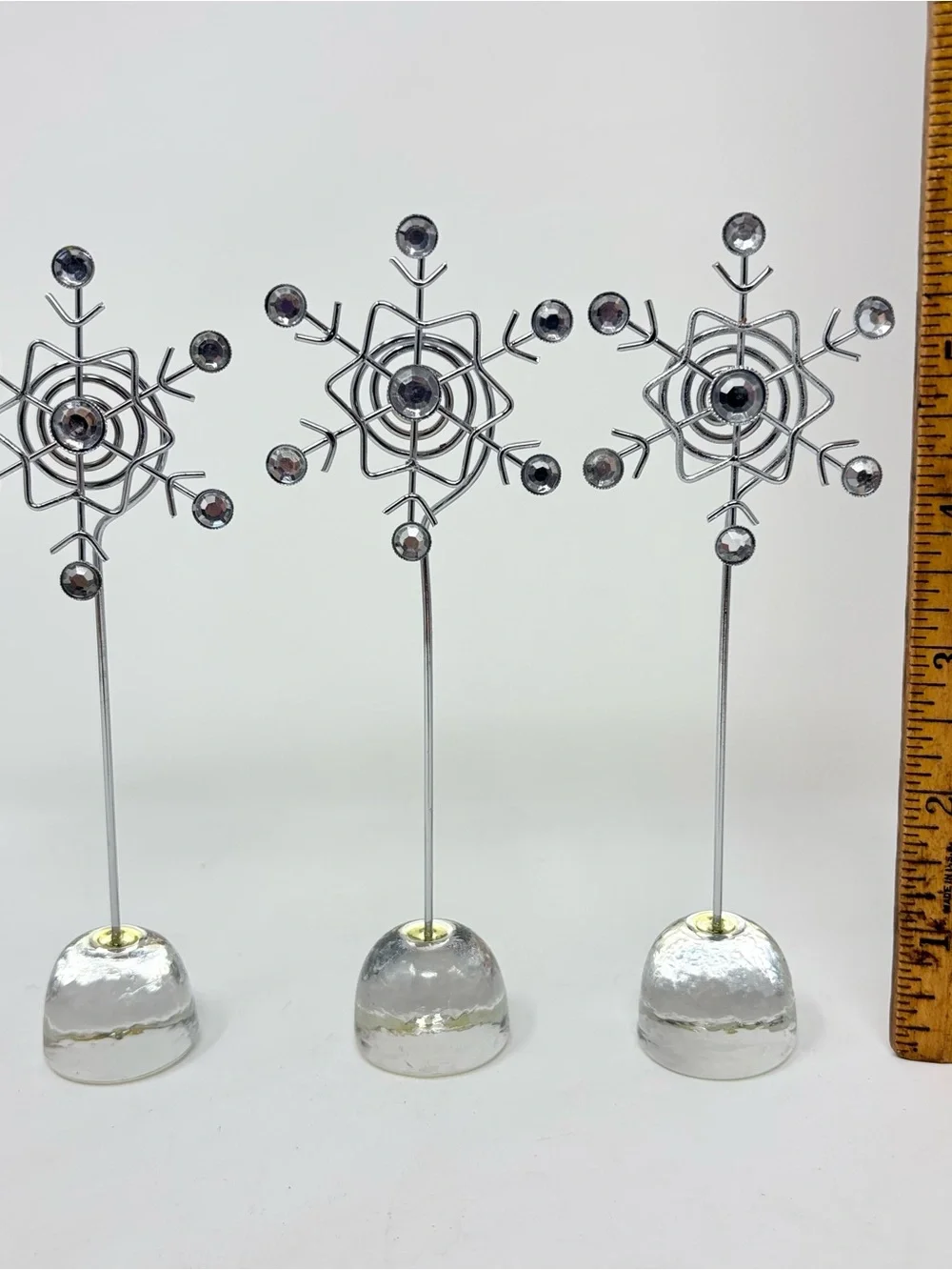 Pier 1 Imports Christmas Holiday Silver Snowflake Photo Holders New Set of 3